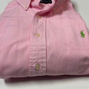 Polo Ralph Lauren Button Down Shirt Mens L Pink Classic Fit Logo Preppy Casual